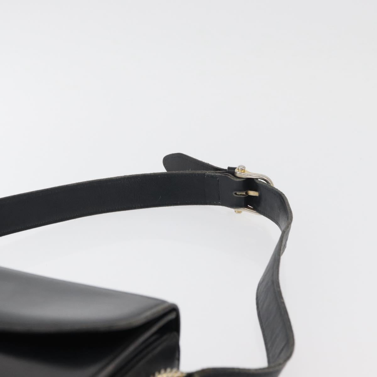 CELINE Shoulder Bag Leather Black Gold Auth 179985
