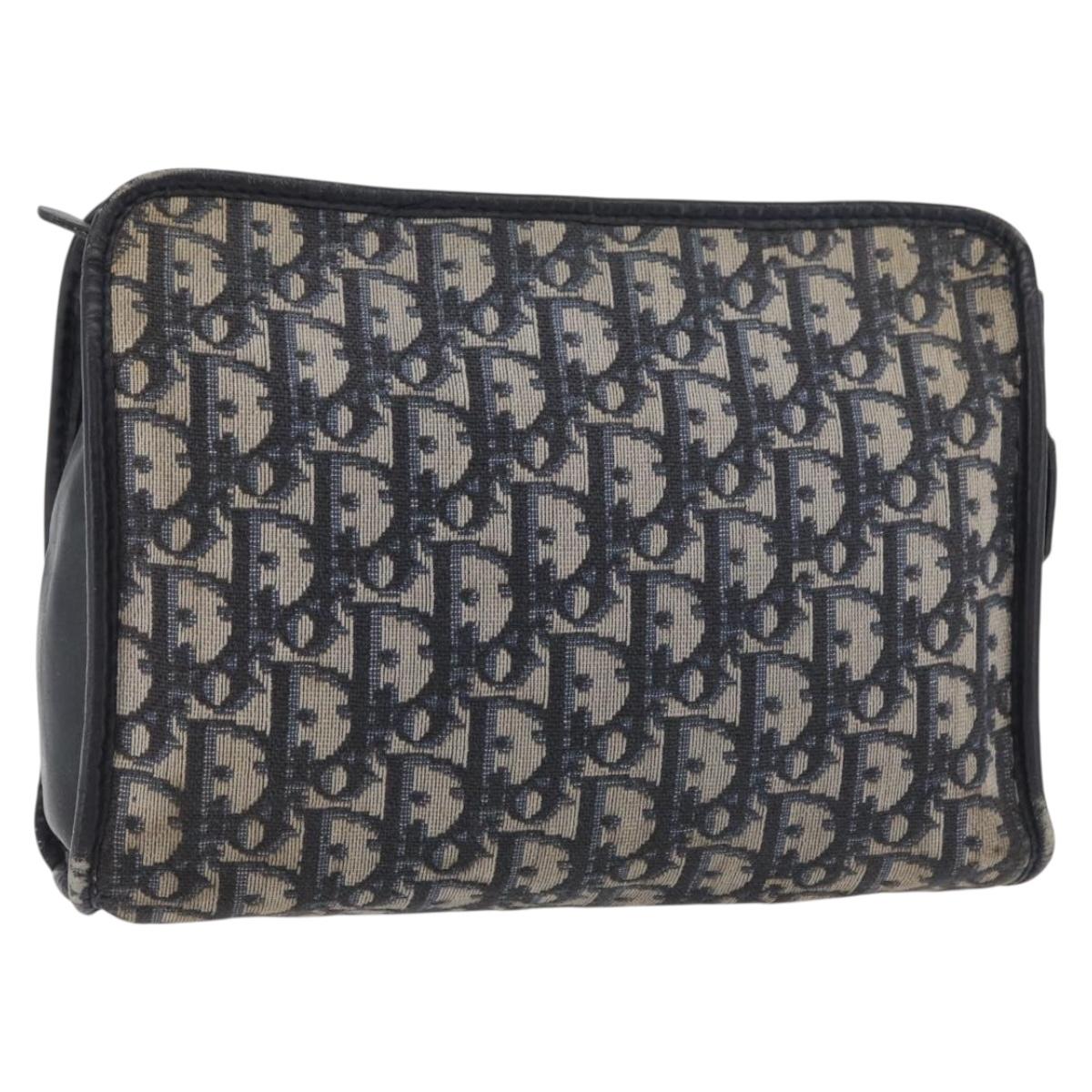 Christian Dior Trotter Canvas Clutch Bag Navy Auth 179986