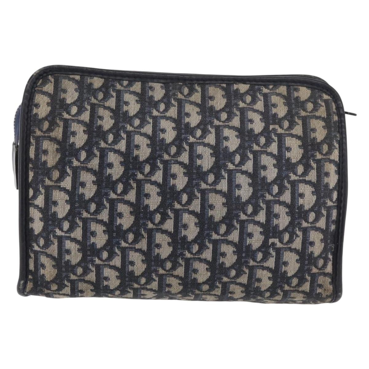 Christian Dior Trotter Canvas Clutch Bag Navy Auth 179986
