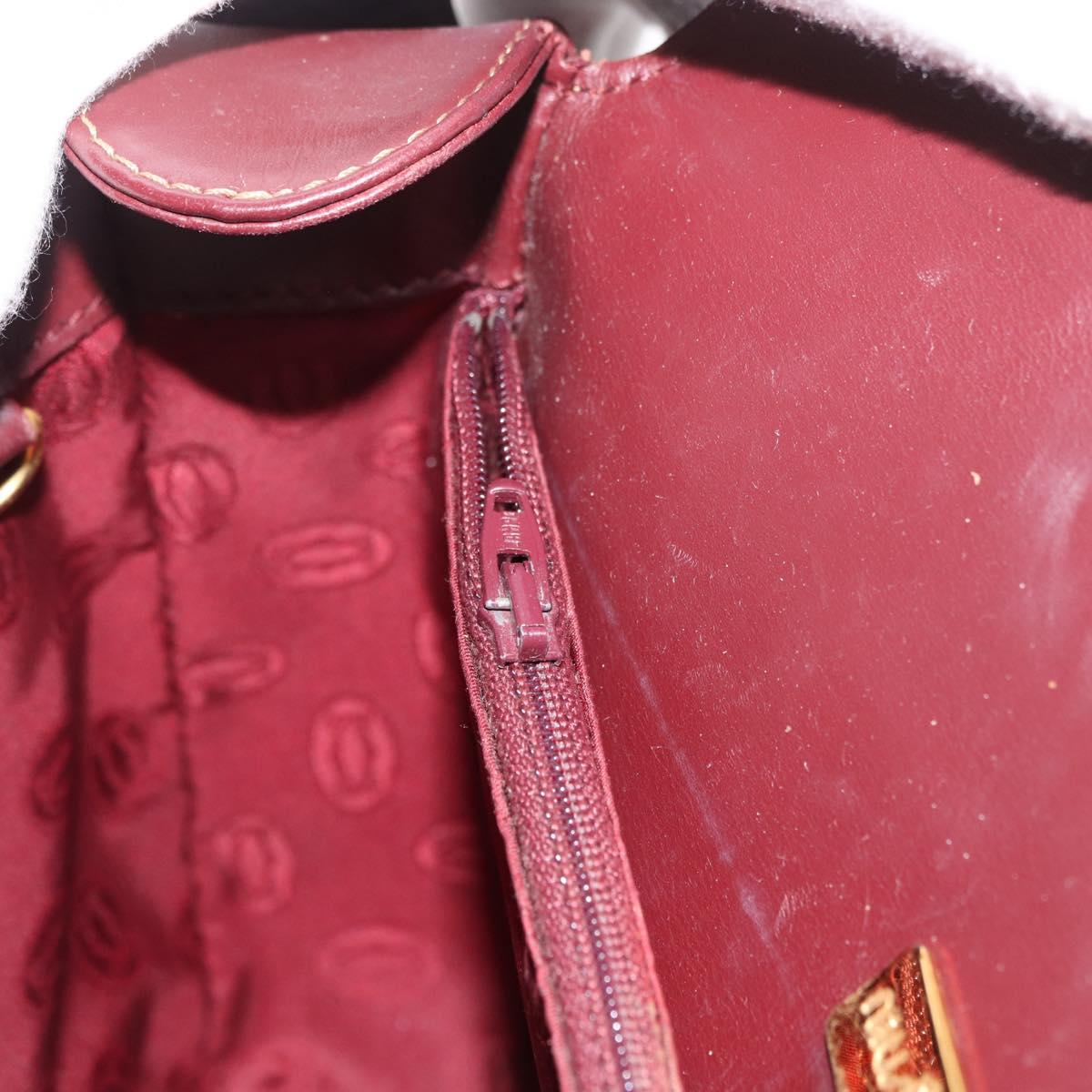 CARTIER Must Line Shoulder Bag Leather Bordeaux Gold Auth 179989
