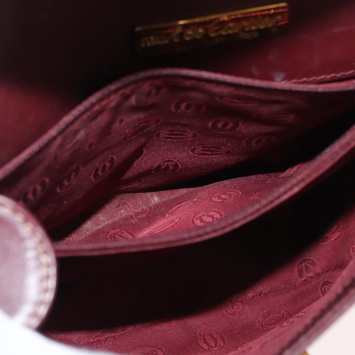 CARTIER Must Line Shoulder Bag Leather Bordeaux Gold Auth 179989