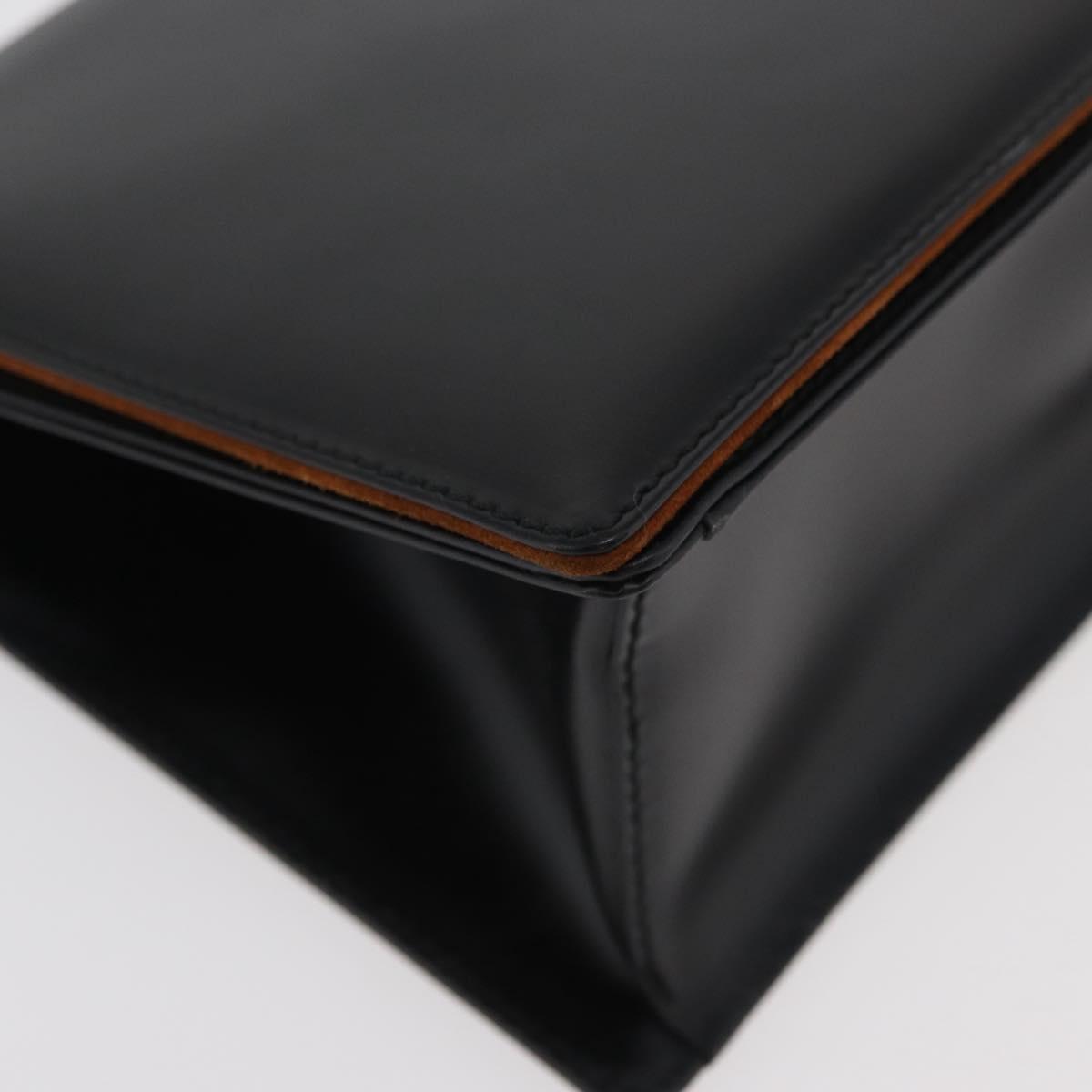 Salvatore Ferragamo Gancini Hand Bag Leather Black Silver Auth 179993