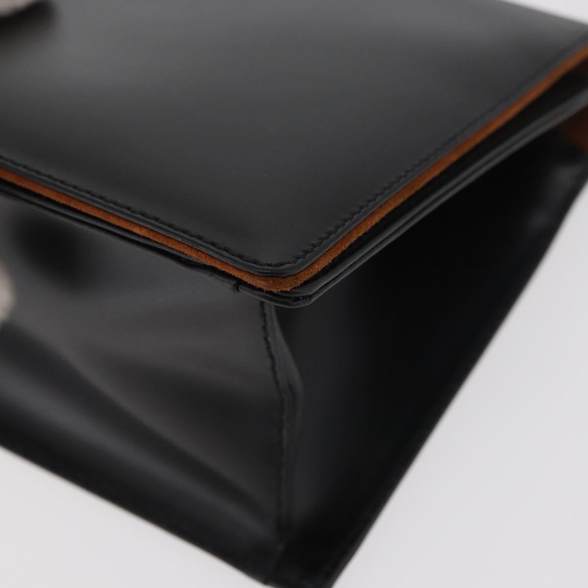 Salvatore Ferragamo Gancini Hand Bag Leather Black Silver Auth 179993