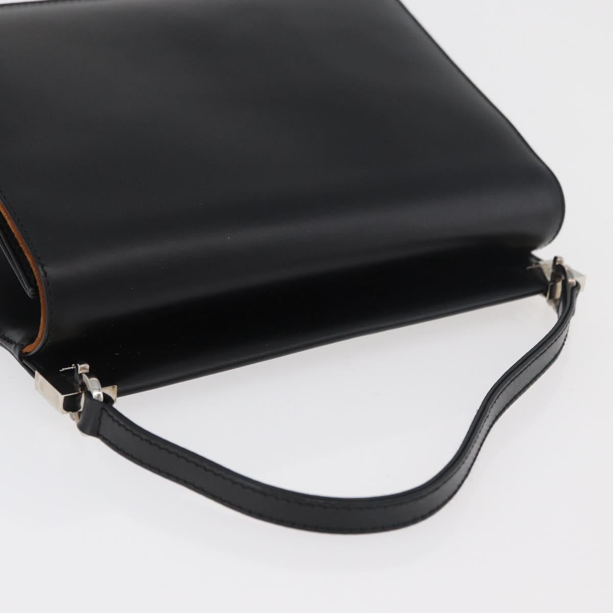 Salvatore Ferragamo Gancini Hand Bag Leather Black Silver Auth 179993