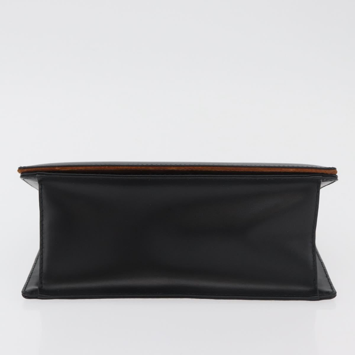 Salvatore Ferragamo Gancini Hand Bag Leather Black Silver Auth 179993