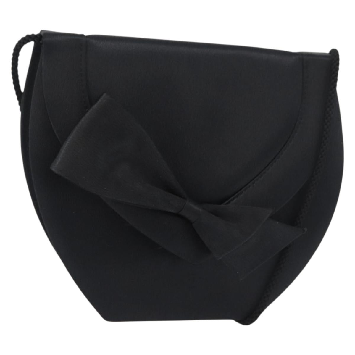 SAINT LAURENT Shoulder Bag Satin Black Auth 179994