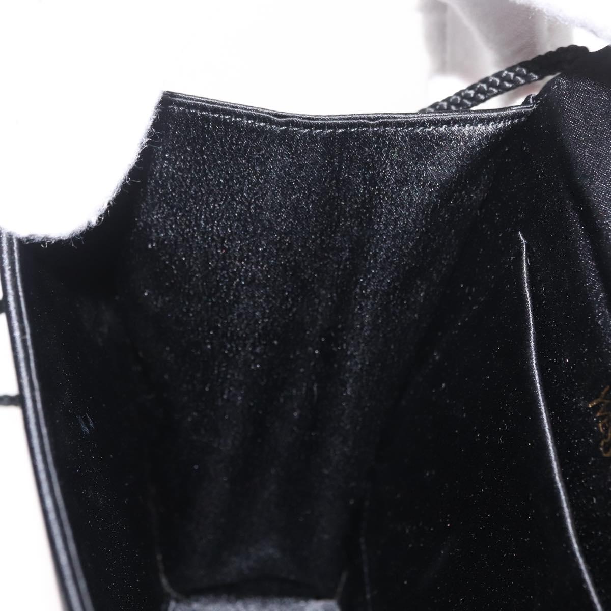 SAINT LAURENT Shoulder Bag Satin Black Auth 179994