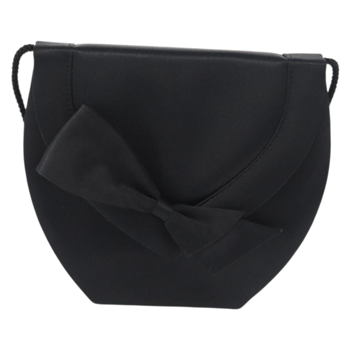 SAINT LAURENT Shoulder Bag Satin Black Auth 179994
