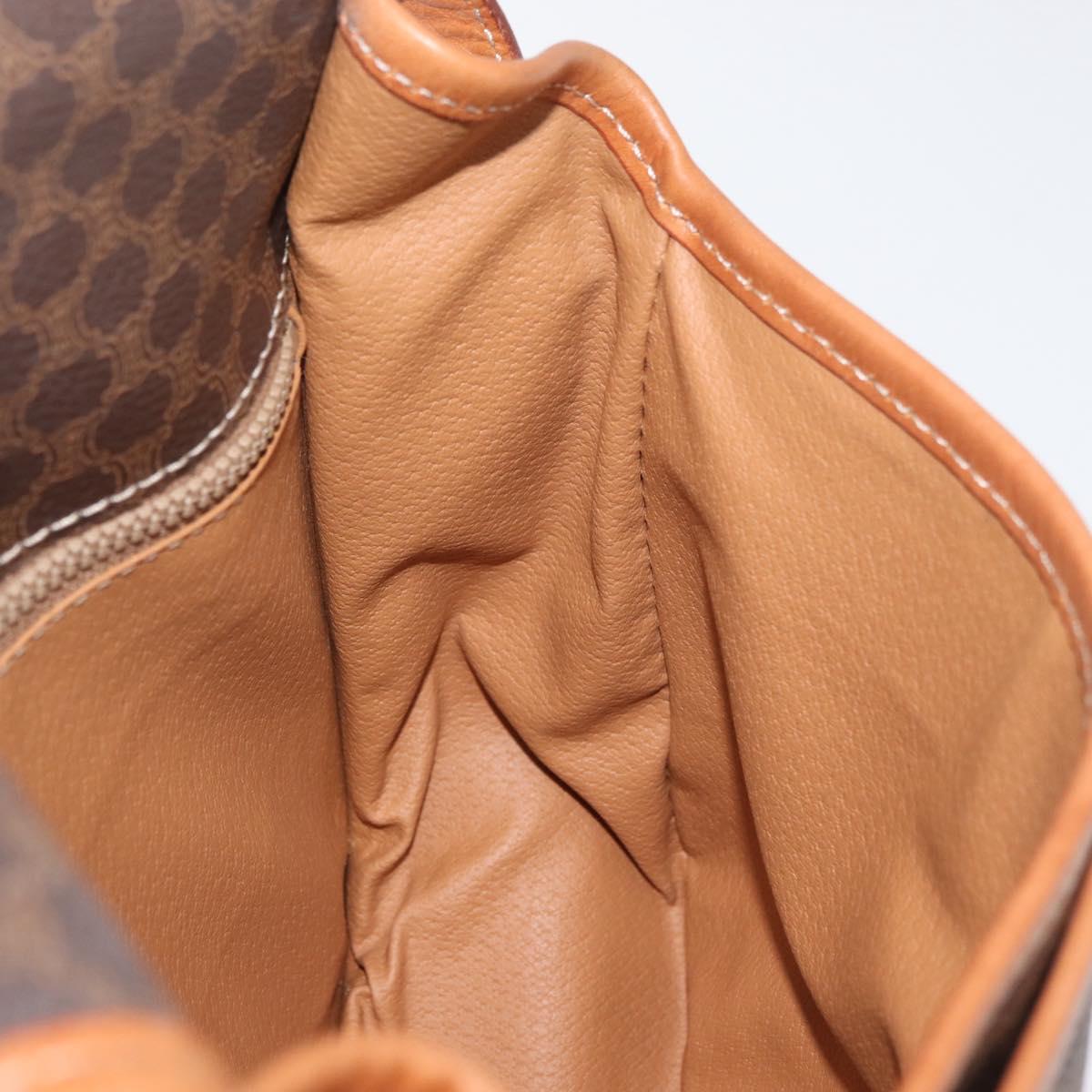 CELINE Macadam Canvas Shoulder Bag PVC Leather Brown Gold Auth 180001A