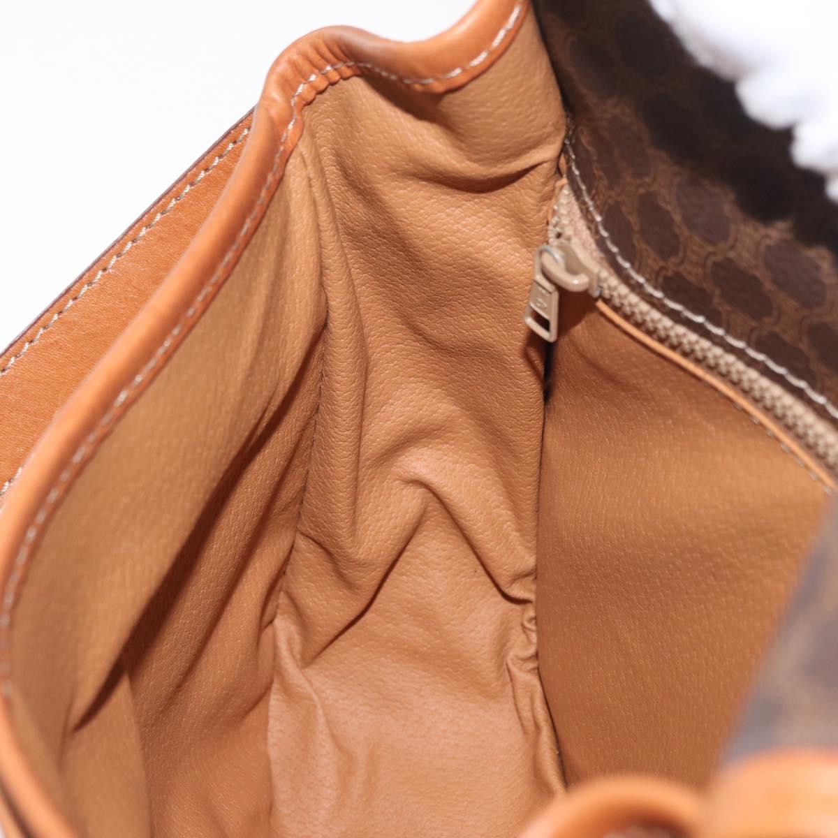 CELINE Macadam Canvas Shoulder Bag PVC Leather Brown Gold Auth 180001A