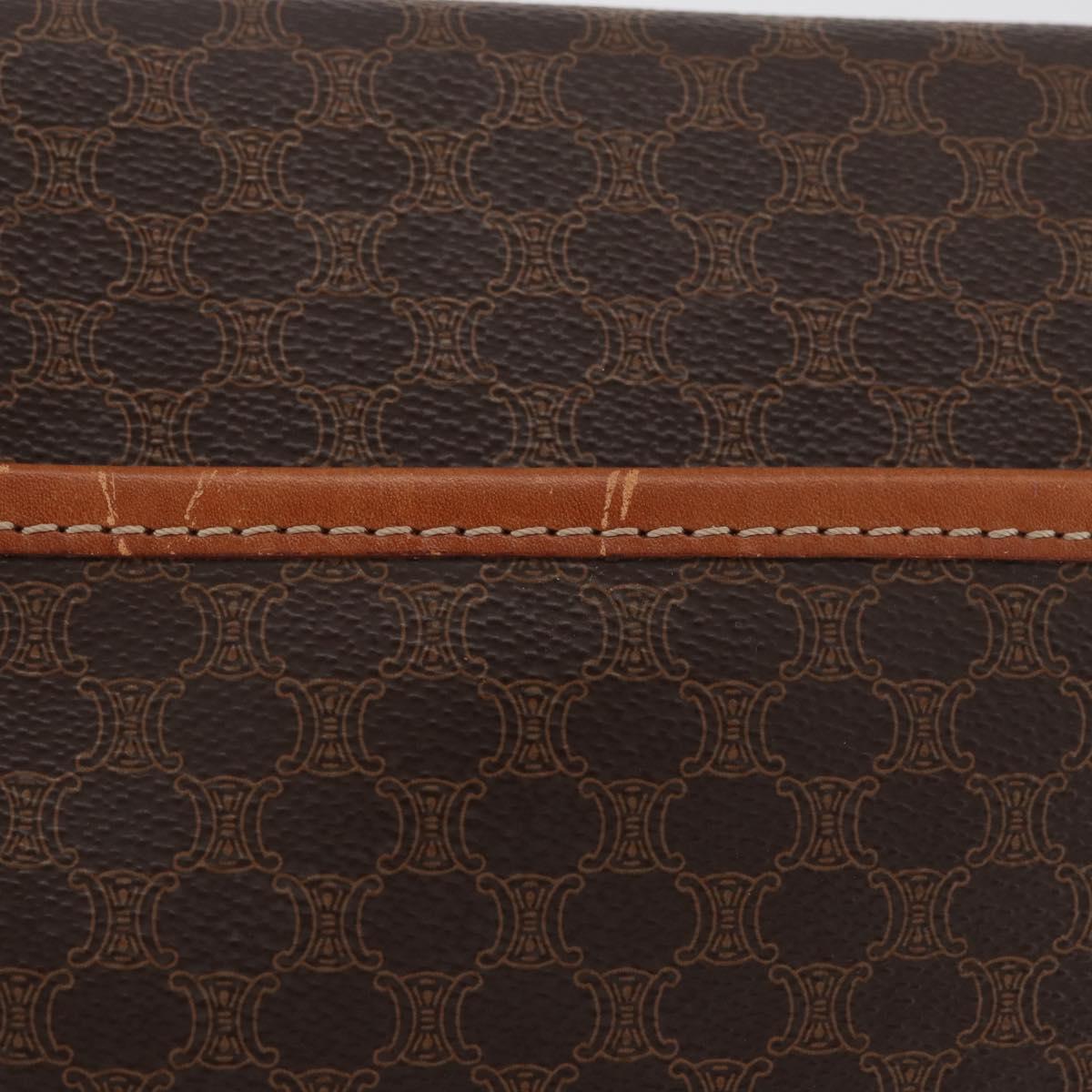 CELINE Macadam Canvas Shoulder Bag PVC Leather Brown Gold Auth 180001A