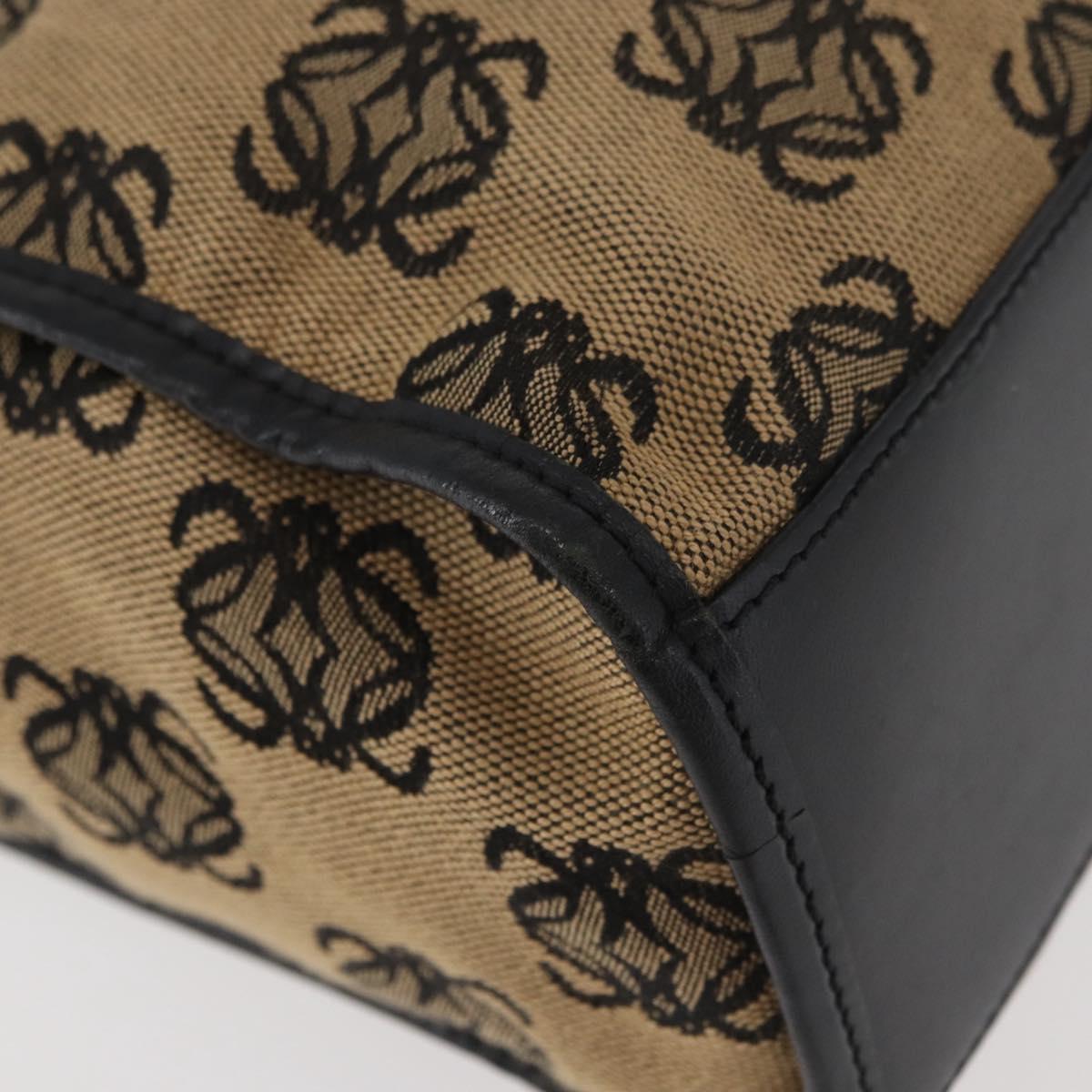 LOEWE Anagram Hand Bag Canvas Beige Gold Auth 180003