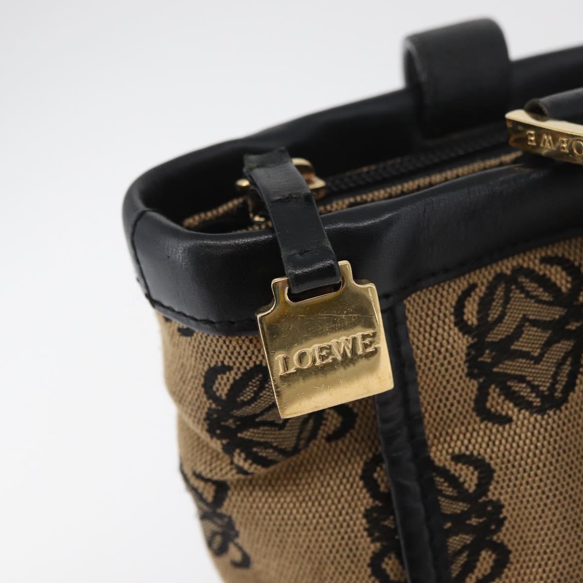 LOEWE Anagram Hand Bag Canvas Beige Gold Auth 180003
