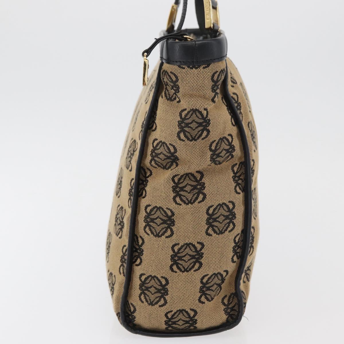 LOEWE Anagram Hand Bag Canvas Beige Gold Auth 180003