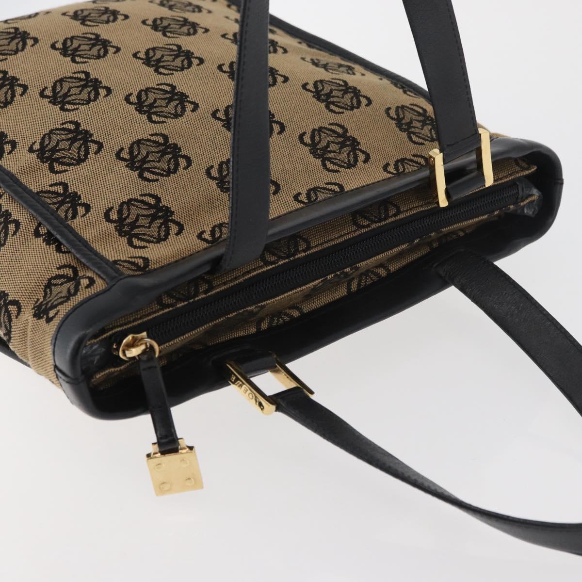 LOEWE Anagram Hand Bag Canvas Beige Gold Auth 180003