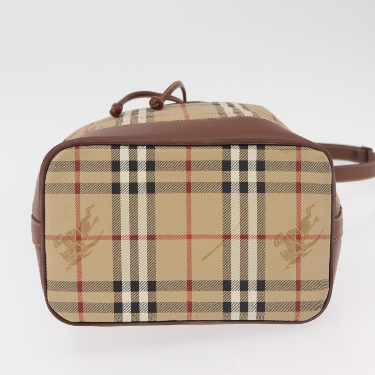 Burberrys Nova Check Purse Shoulder Bag PVC Leather Beige Gold Auth 180005