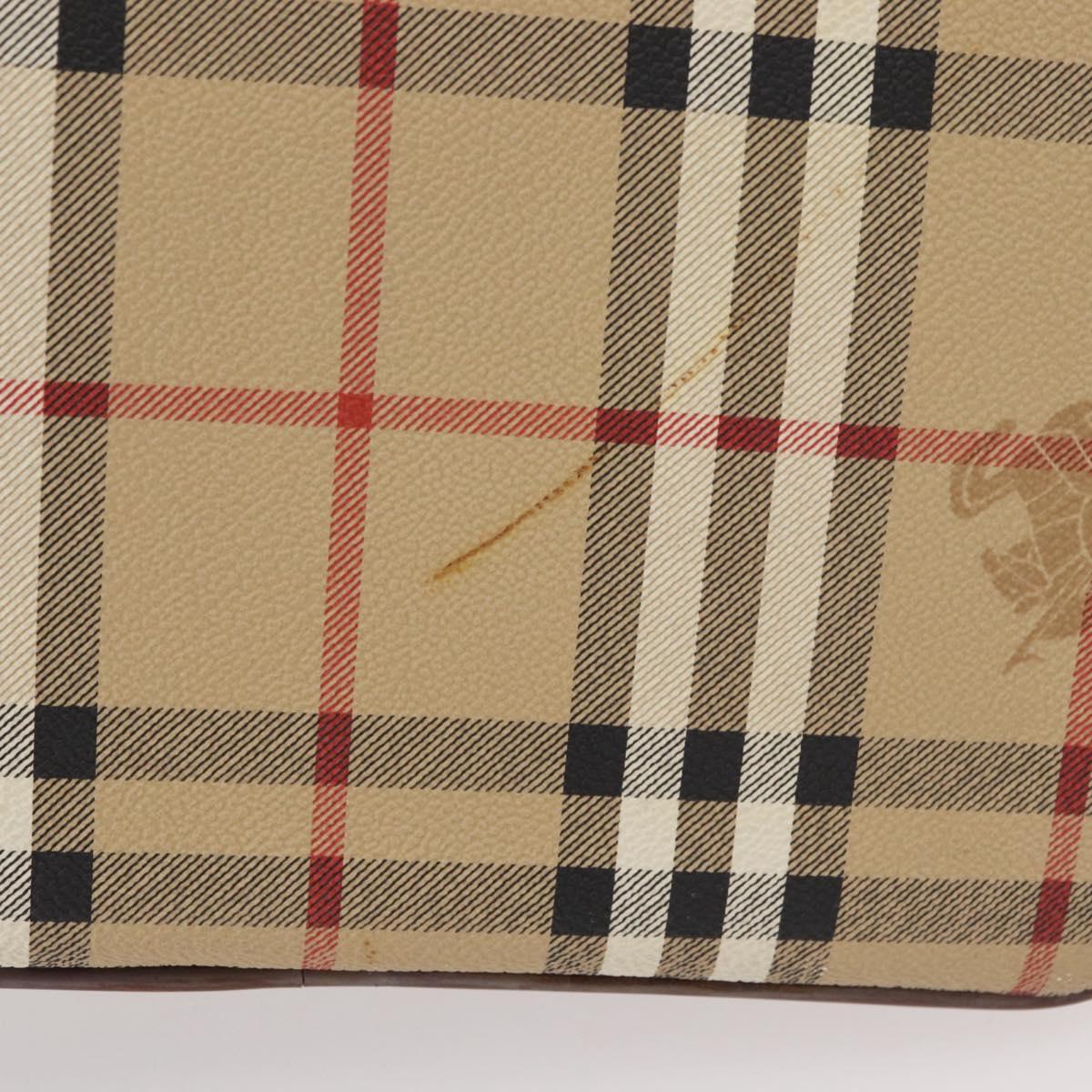 Burberrys Nova Check Purse Shoulder Bag PVC Leather Beige Gold Auth 180005