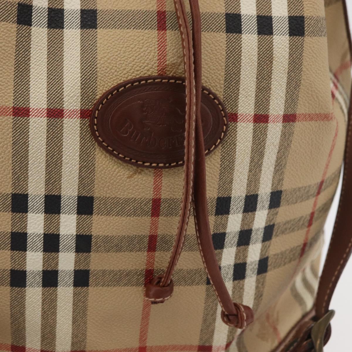 Burberrys Nova Check Purse Shoulder Bag PVC Leather Beige Gold Auth 180005