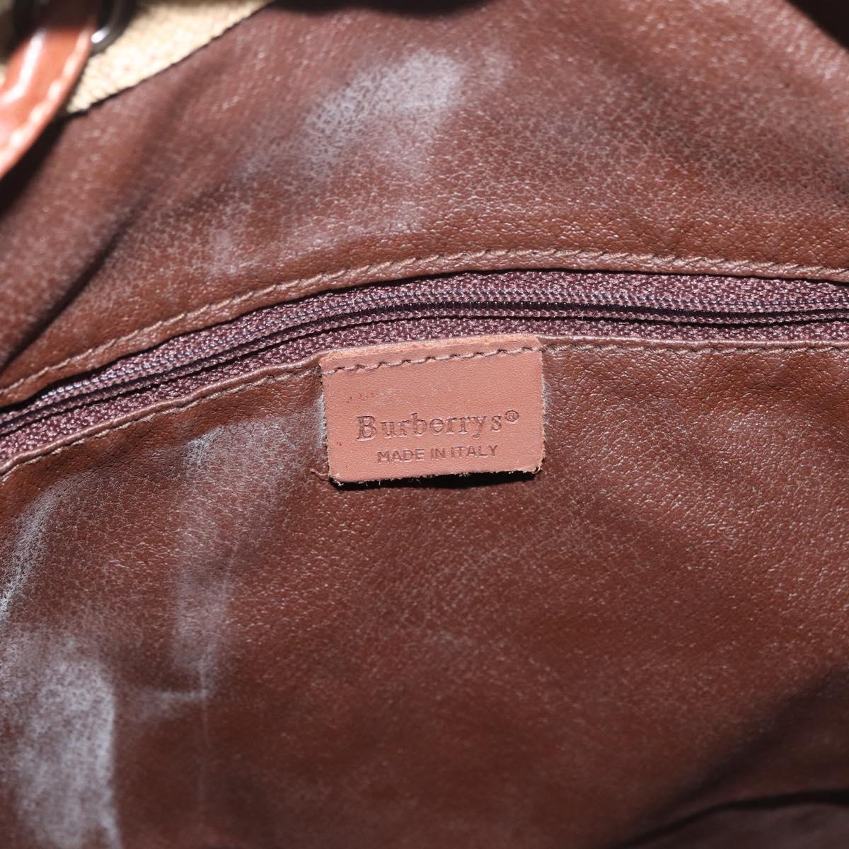 Burberrys Nova Check Purse Shoulder Bag PVC Leather Beige Gold Auth 180005