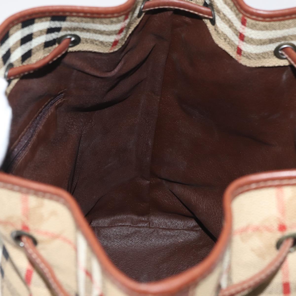 Burberrys Nova Check Purse Shoulder Bag PVC Leather Beige Gold Auth 180005