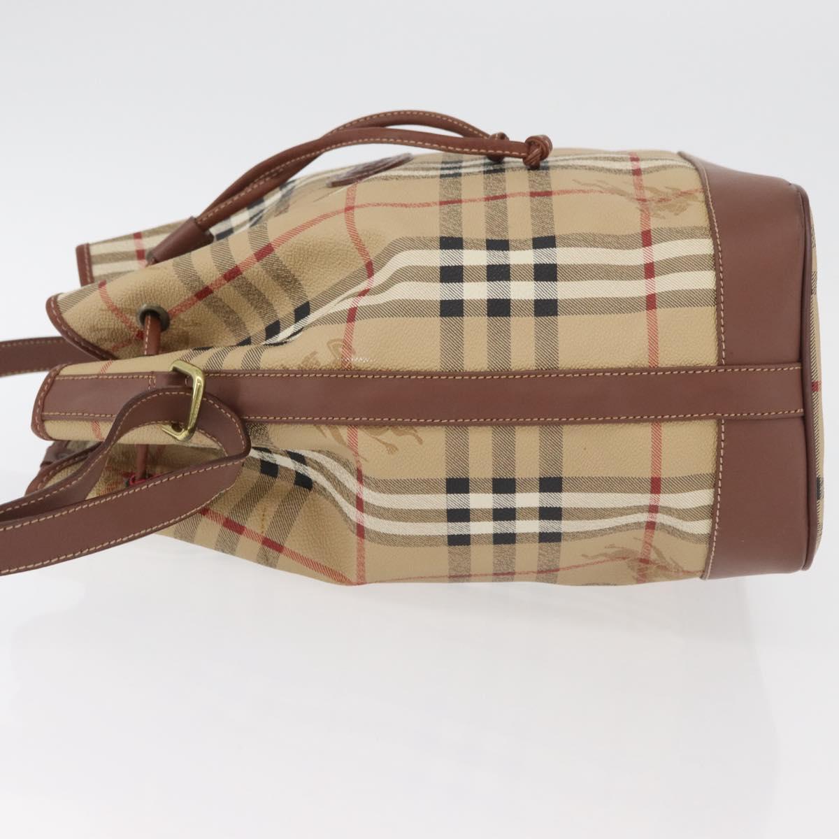 Burberrys Nova Check Purse Shoulder Bag PVC Leather Beige Gold Auth 180005
