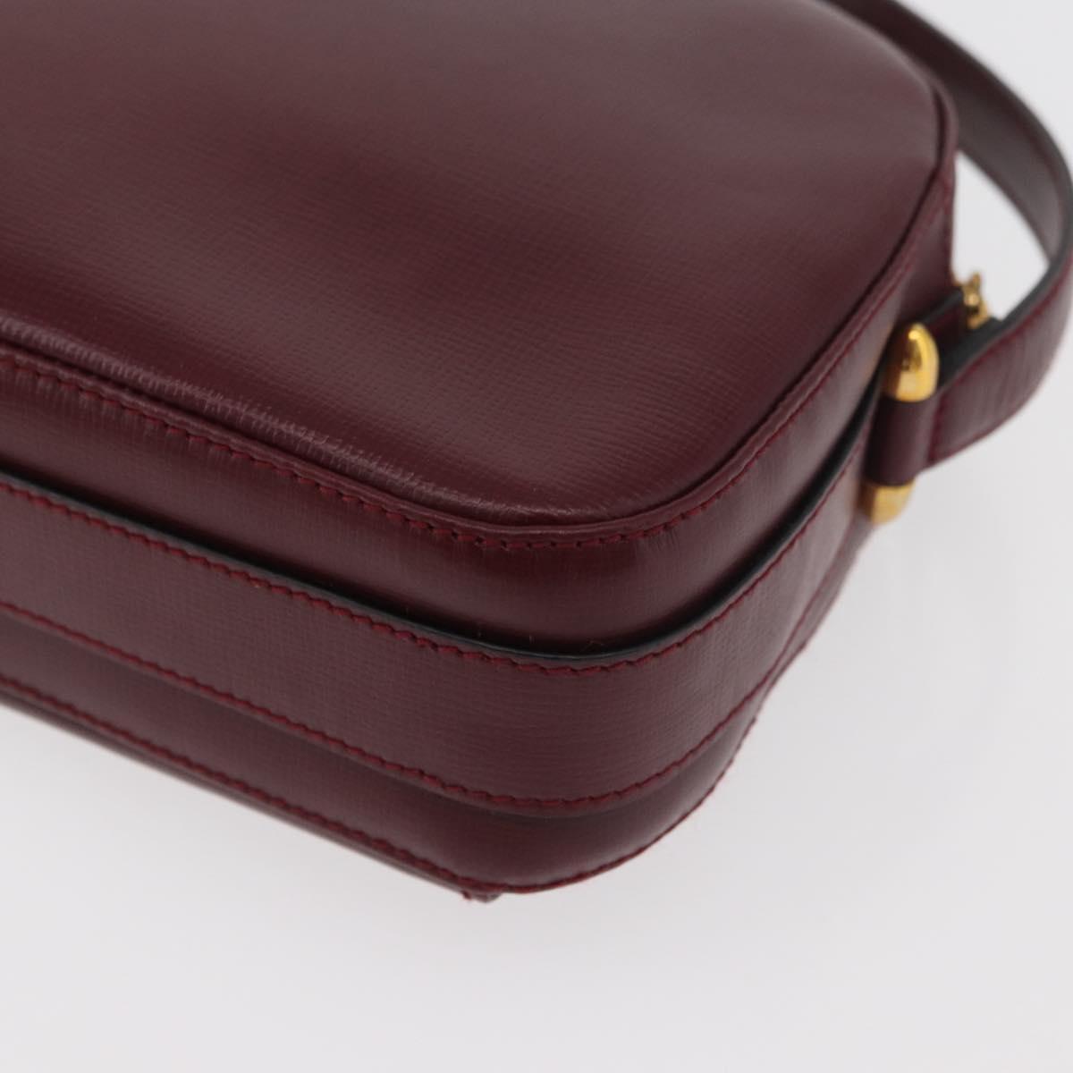 CARTIER Must Line Shoulder Bag Leather Bordeaux Gold Auth 180007