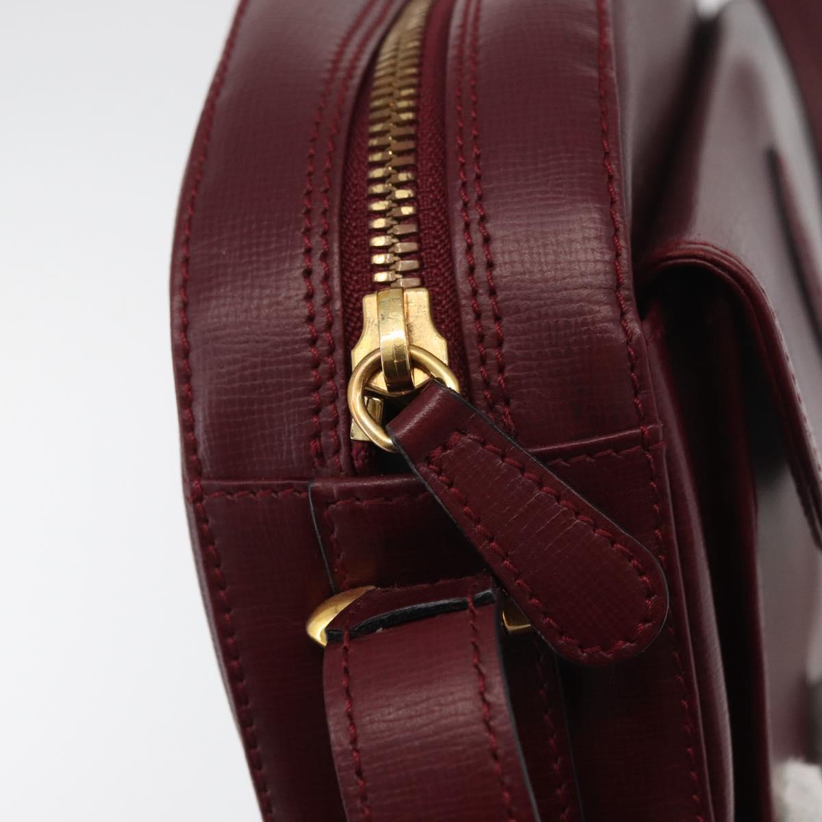 CARTIER Must Line Shoulder Bag Leather Bordeaux Gold Auth 180007