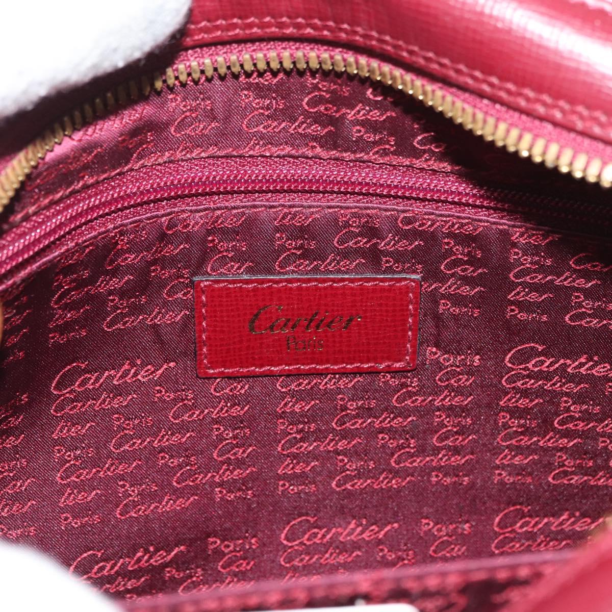 CARTIER Must Line Shoulder Bag Leather Bordeaux Gold Auth 180007