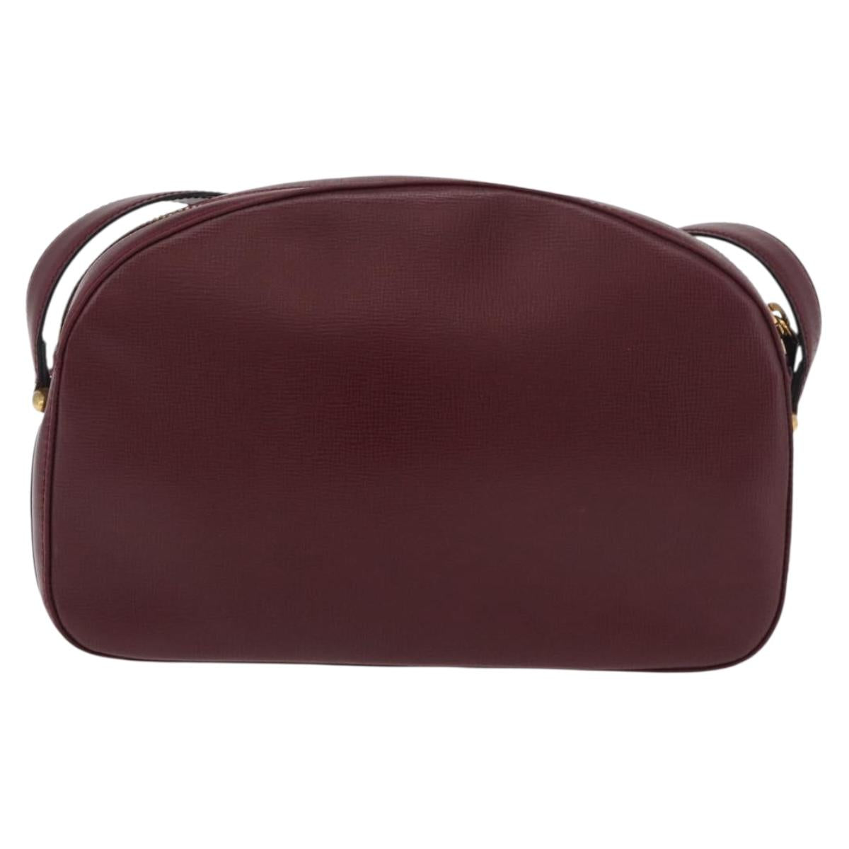 CARTIER Must Line Shoulder Bag Leather Bordeaux Gold Auth 180007