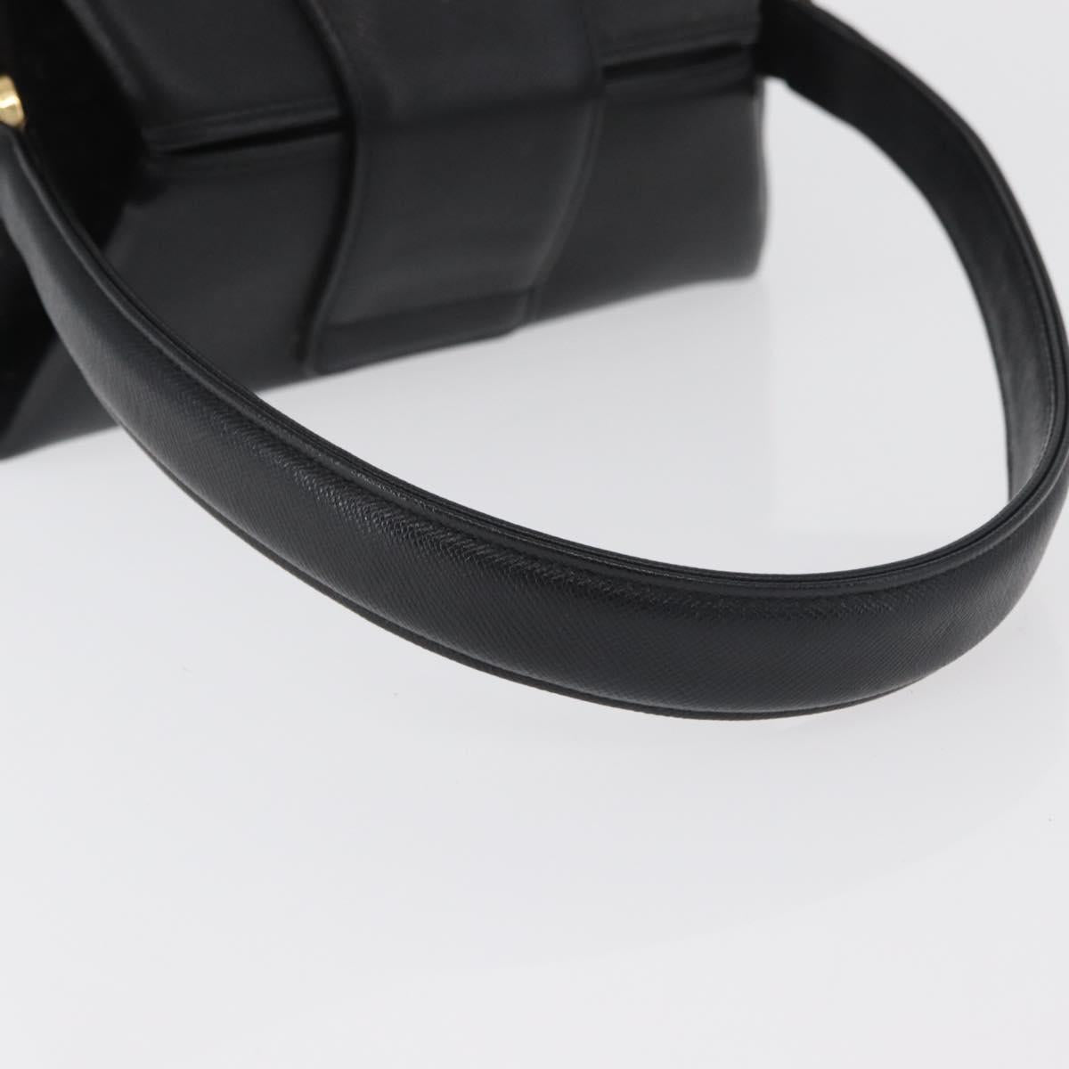GIVENCHY Hand Bag Leather Black Gold Auth 180008