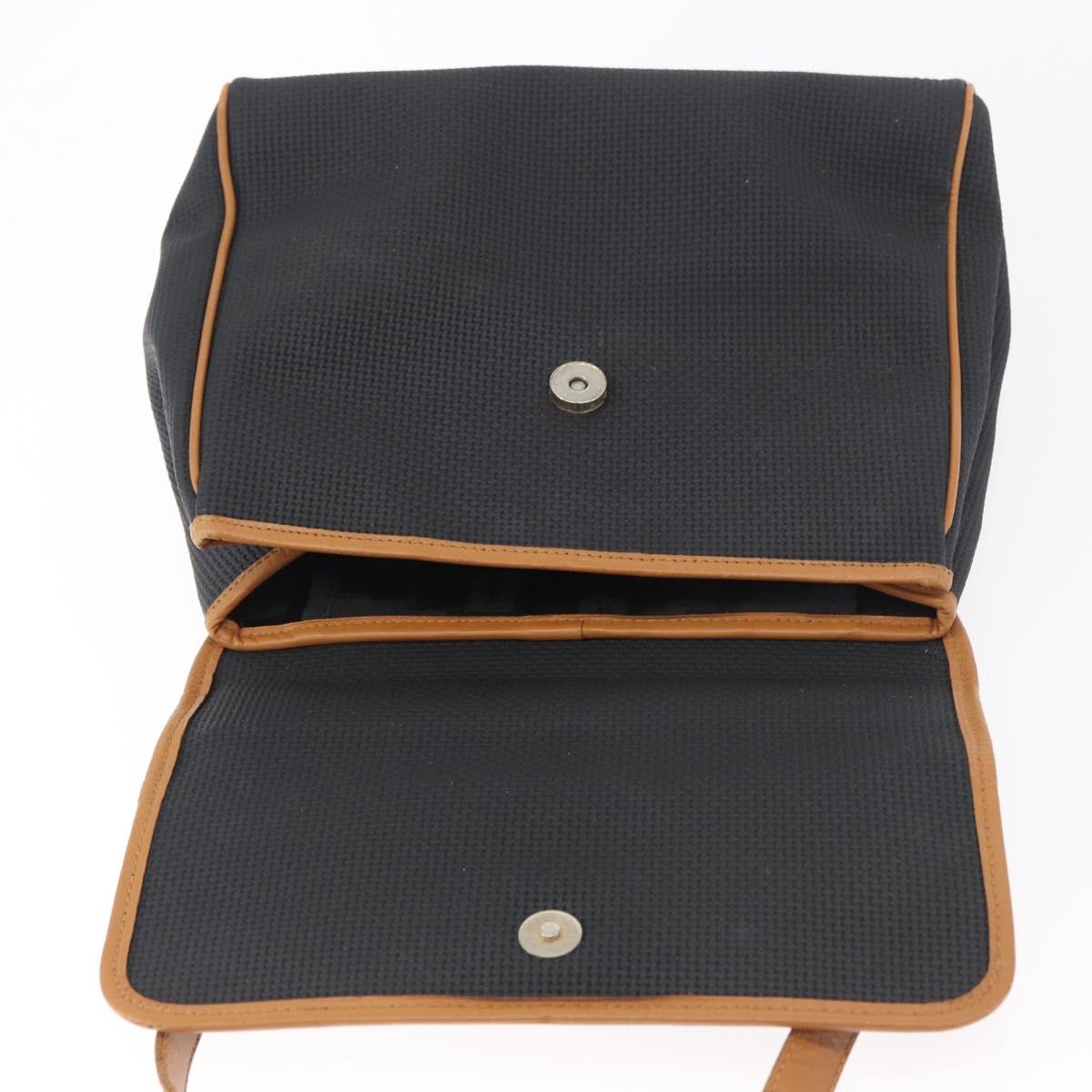 SAINT LAURENT Hand Bag Coated Canvas 2way Black Gold Auth 180009