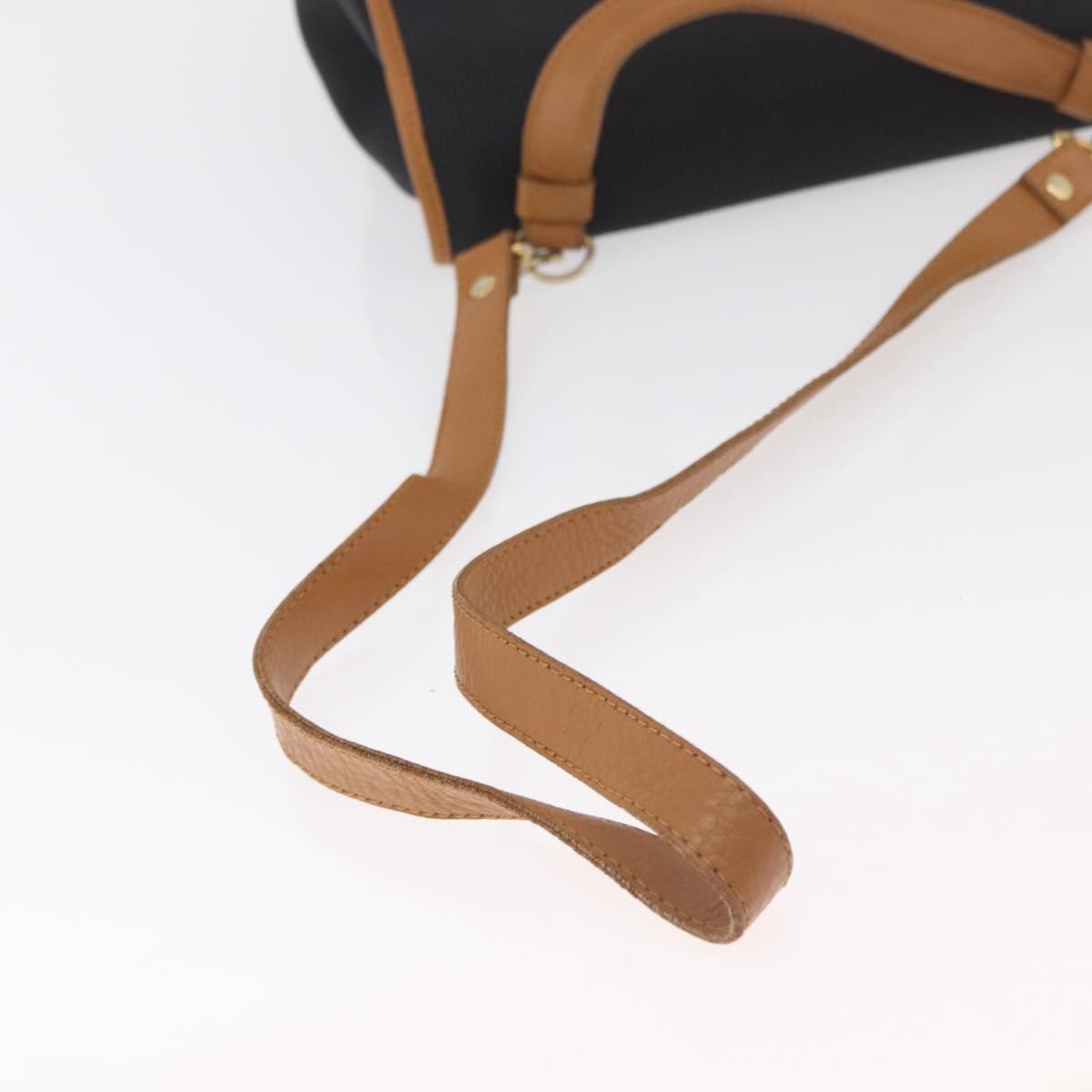 SAINT LAURENT Hand Bag Coated Canvas 2way Black Gold Auth 180009