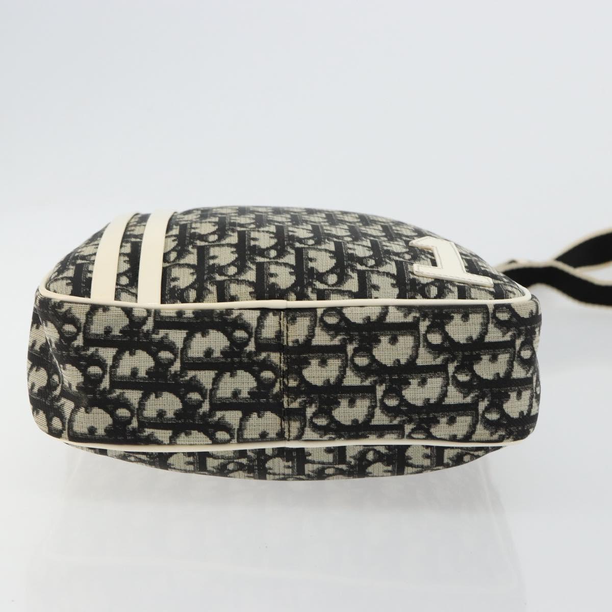 Christian Dior Trotter Canvas Shoulder Bag PVC Black Silver Auth 180010
