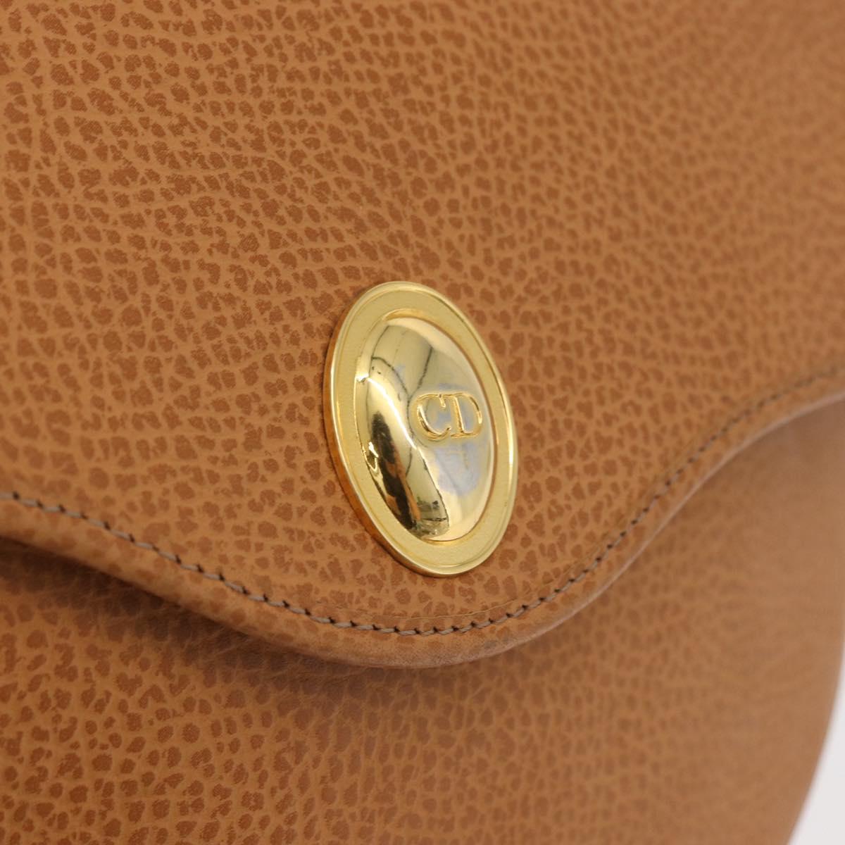 Christian Dior Shoulder Bag Leather Beige Gold Auth 180011