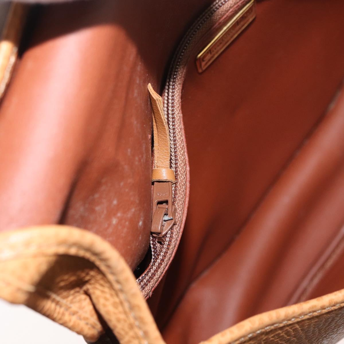 Christian Dior Shoulder Bag Leather Beige Gold Auth 180011