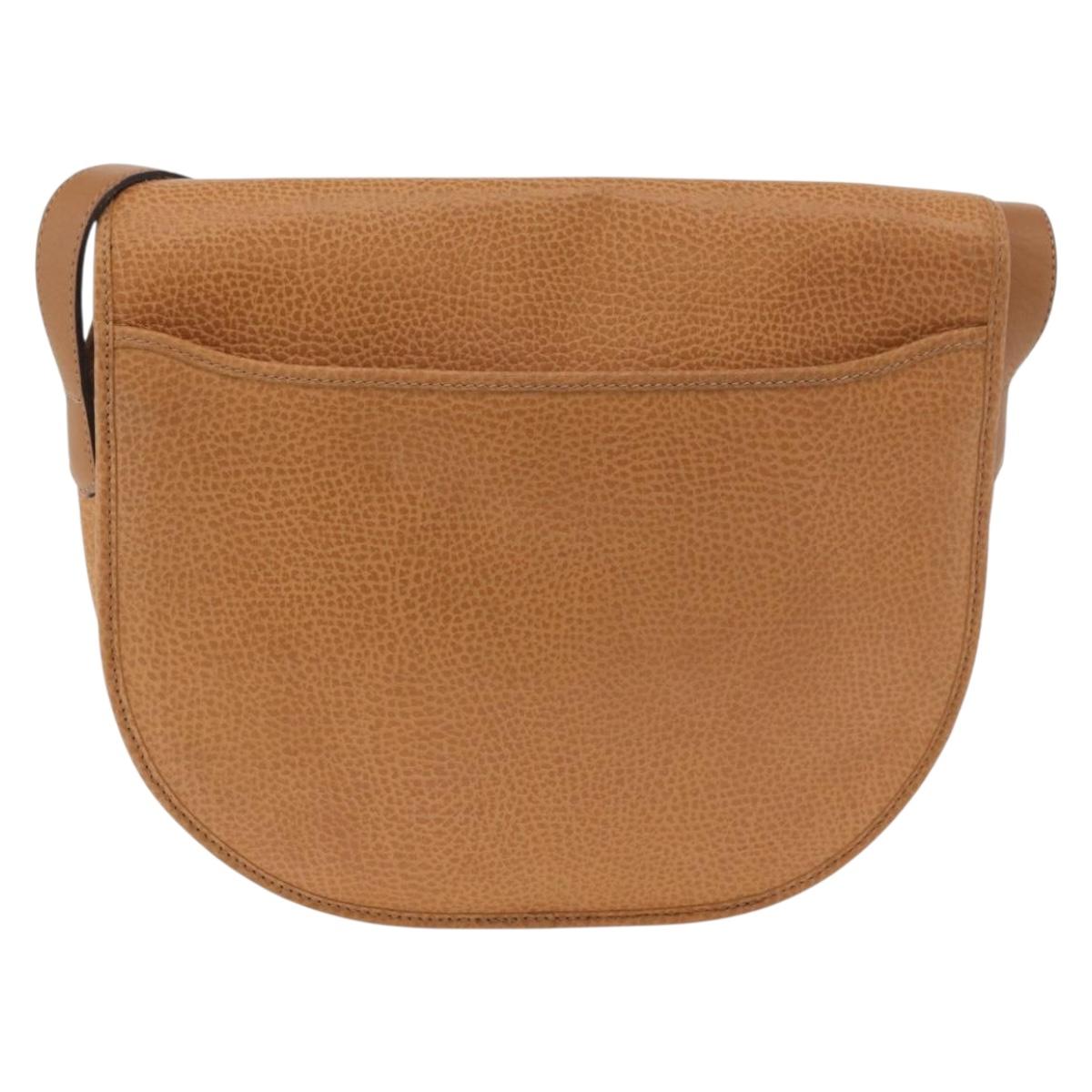 Christian Dior Shoulder Bag Leather Beige Gold Auth 180011