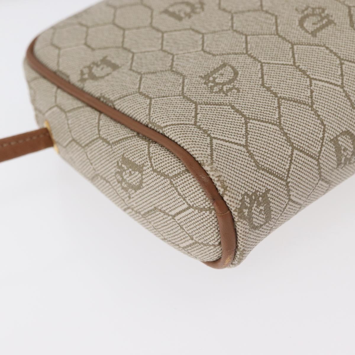 Christian Dior Honeycomb Canvas Shoulder Bag PVC Beige Gold Auth 180013A