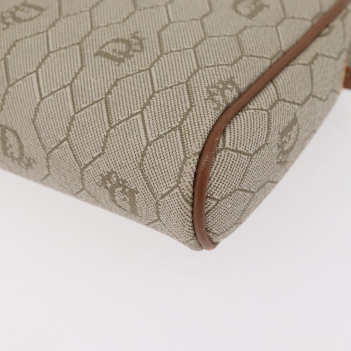 Christian Dior Honeycomb Canvas Shoulder Bag PVC Beige Gold Auth 180013A