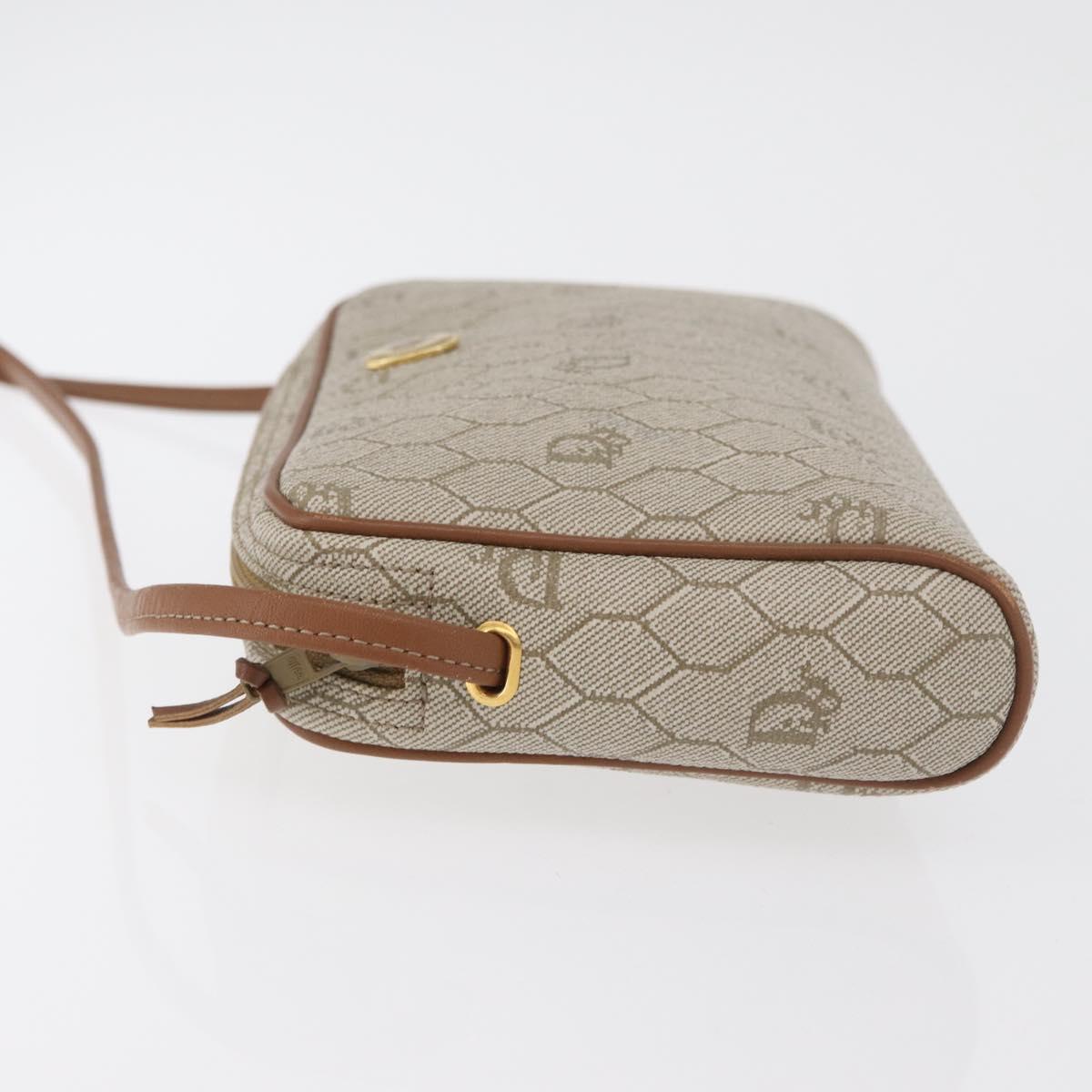 Christian Dior Honeycomb Canvas Shoulder Bag PVC Beige Gold Auth 180013A
