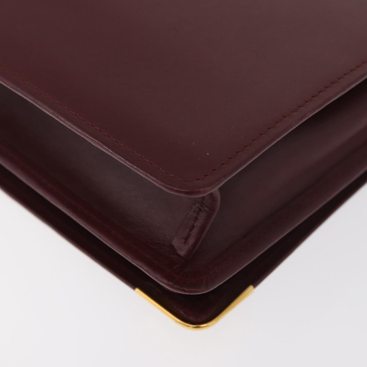 CARTIER Must Line Clutch Bag Leather Bordeaux Gold Auth 180014