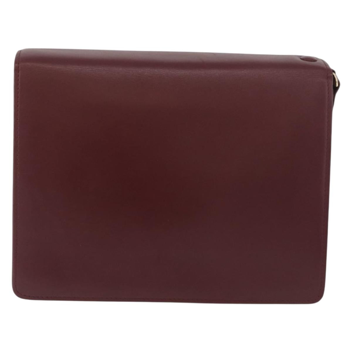 CARTIER Must Line Clutch Bag Leather Bordeaux Gold Auth 180014