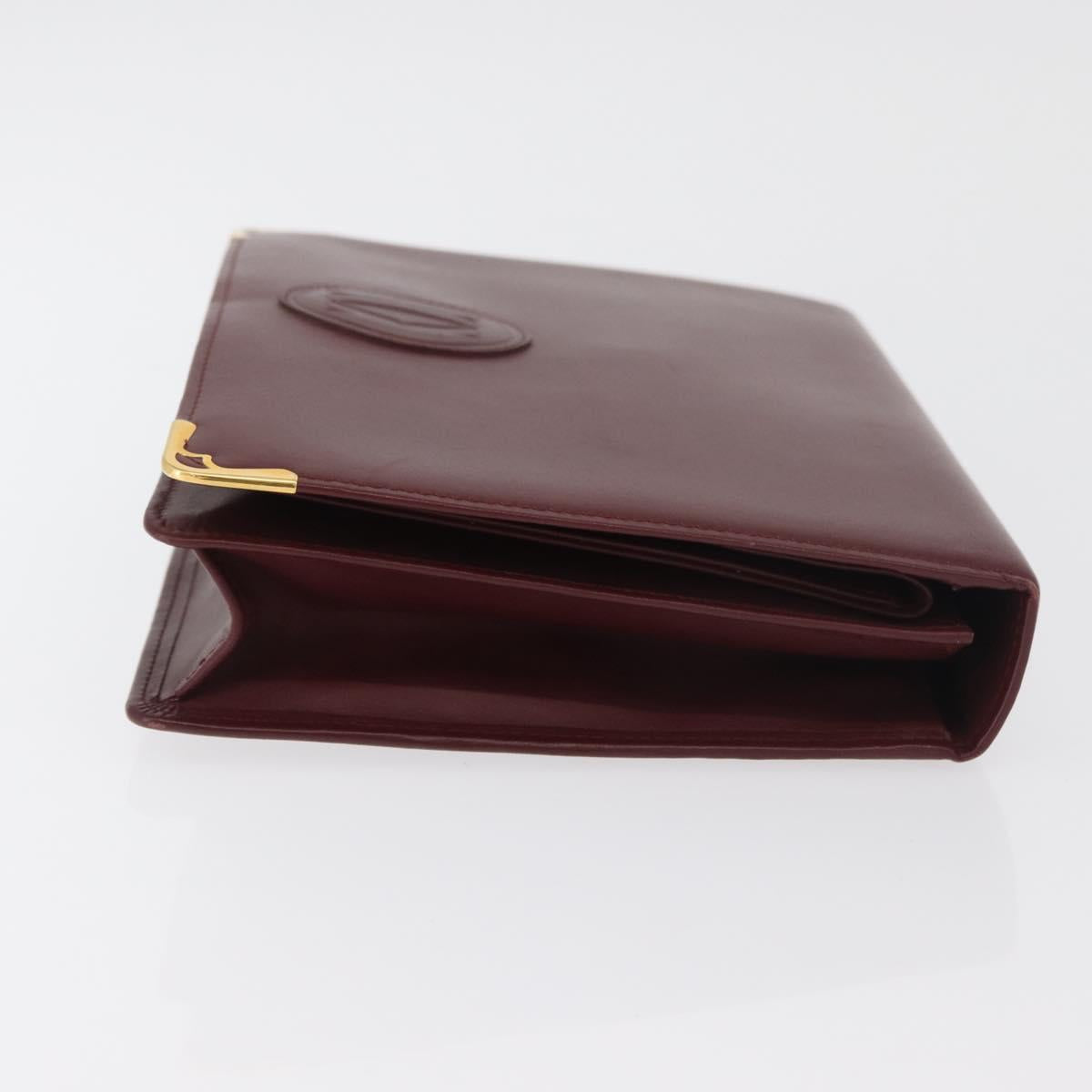 CARTIER Must Line Clutch Bag Leather Bordeaux Gold Auth 180014