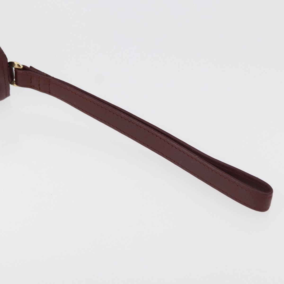 CARTIER Must Line Clutch Bag Leather Bordeaux Gold Auth 180014