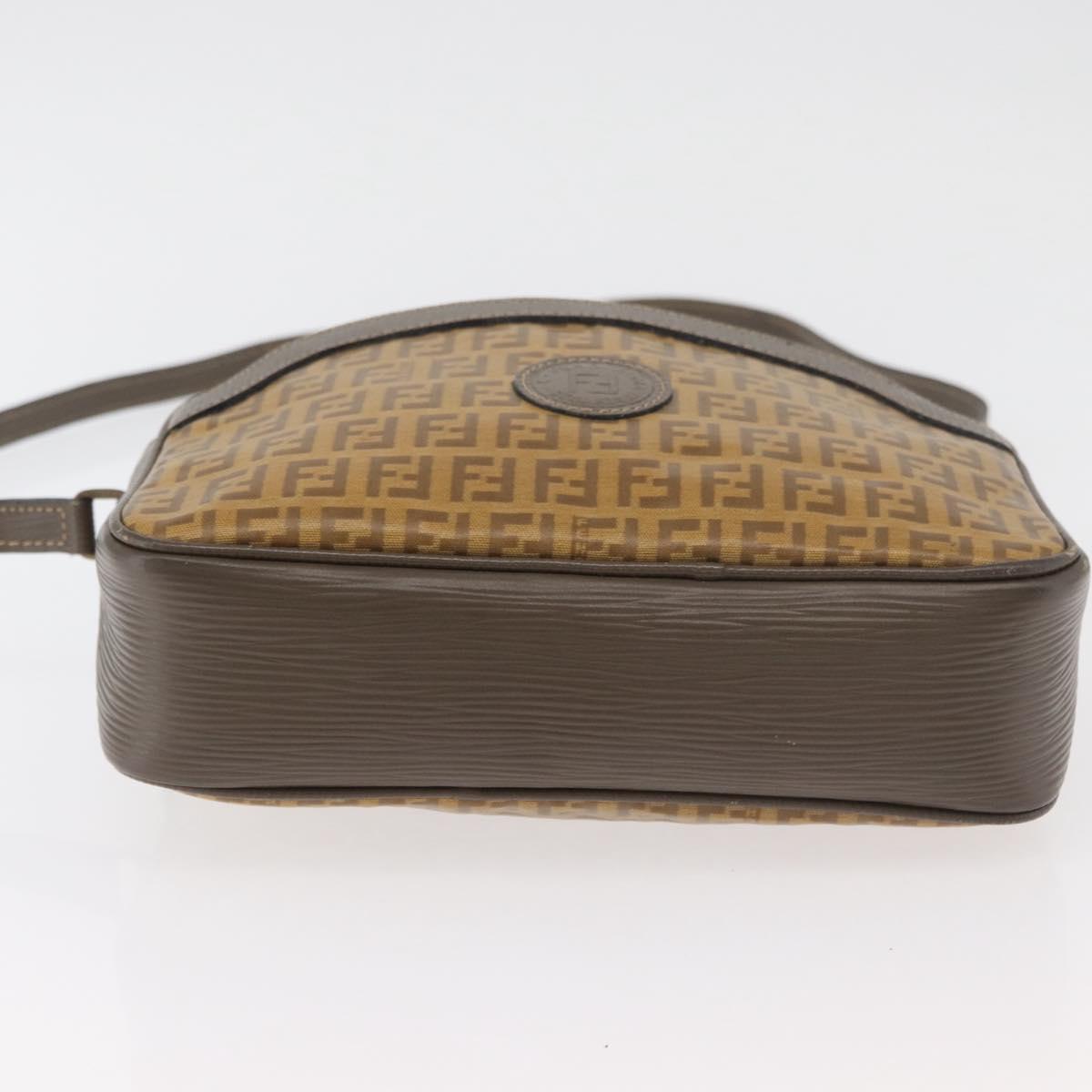 FENDI Zucchino Canvas Shoulder Bag Beige Auth 180015