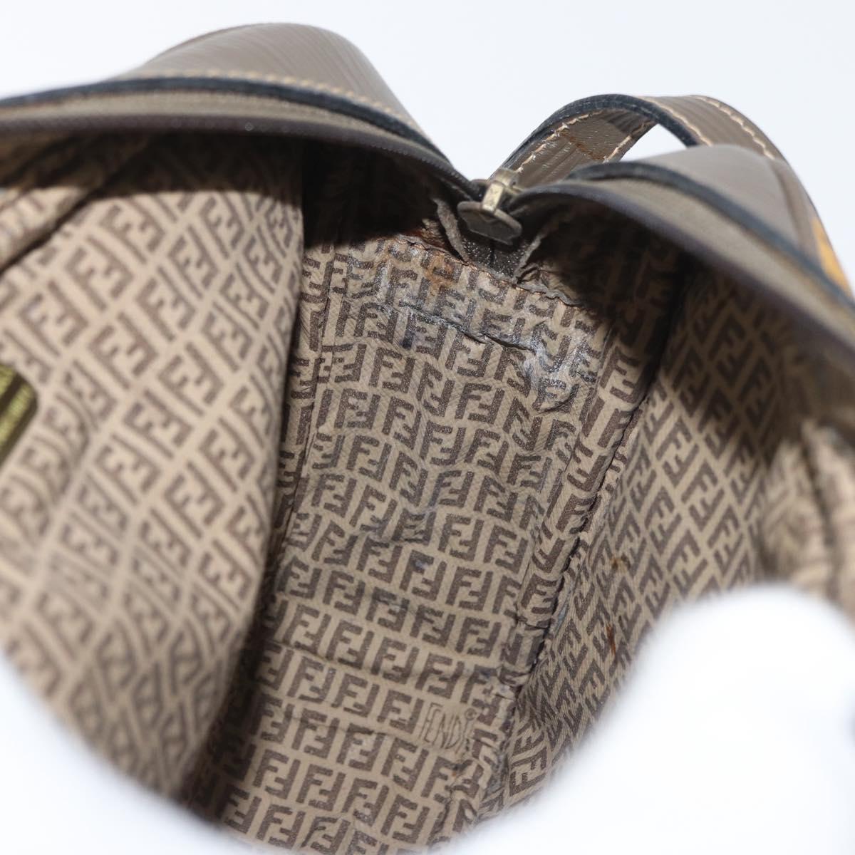 FENDI Zucchino Canvas Shoulder Bag Beige Auth 180015