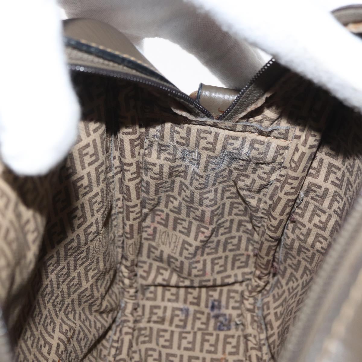 FENDI Zucchino Canvas Shoulder Bag Beige Auth 180015