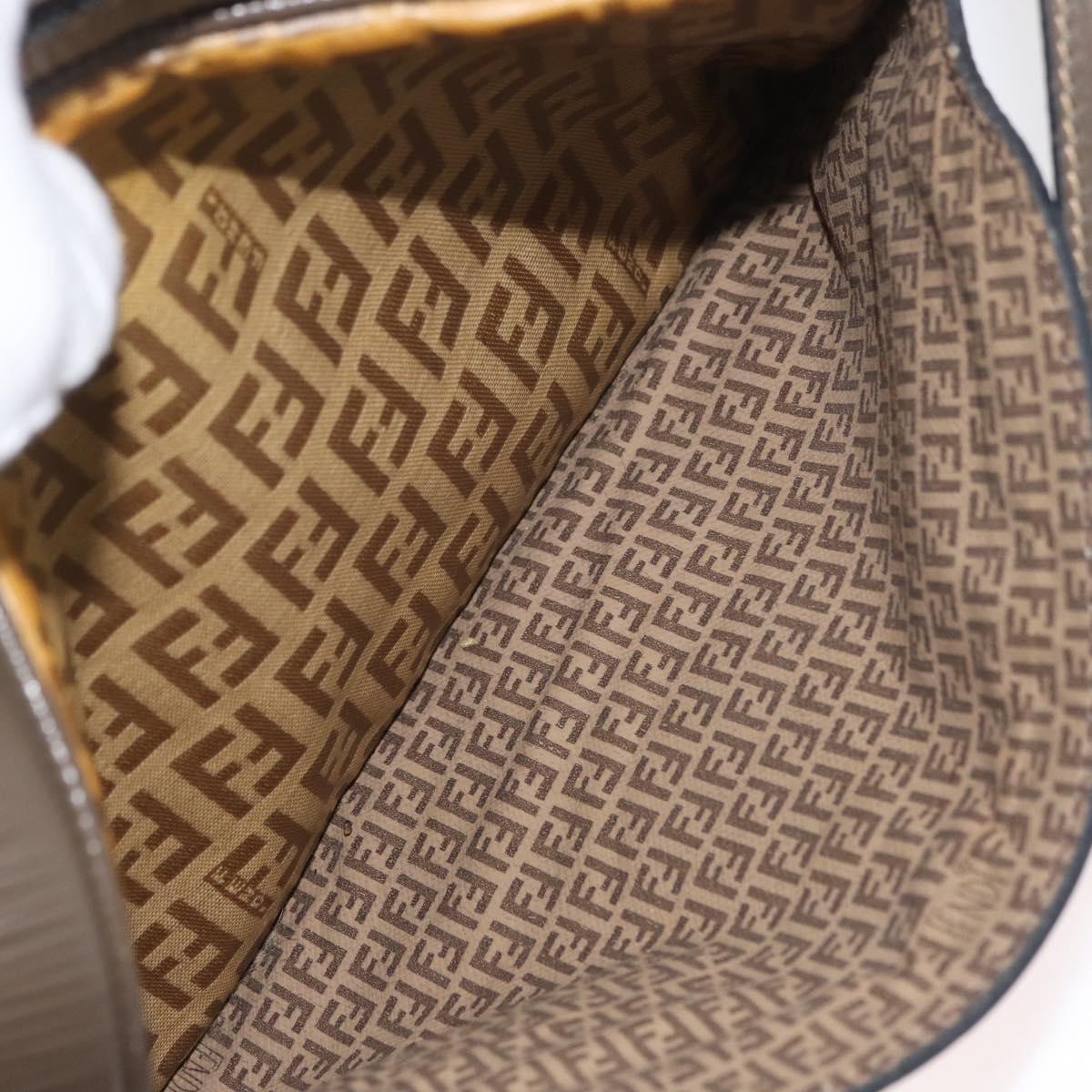FENDI Zucchino Canvas Shoulder Bag Beige Auth 180015
