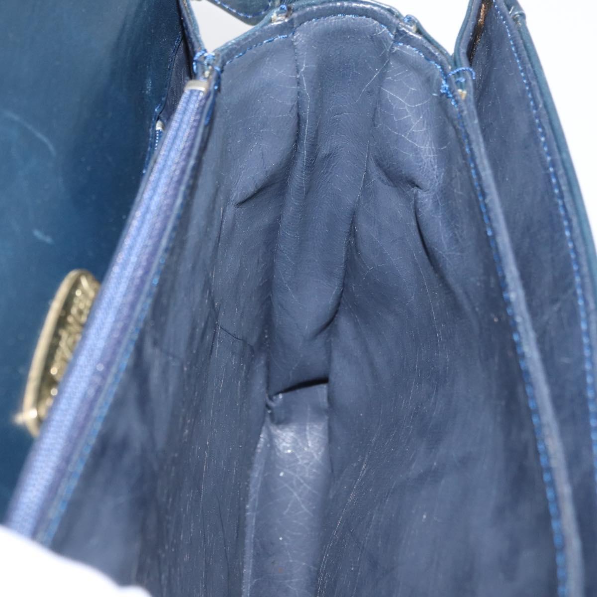 GIVENCHY Shoulder Bag PVC Leather Navy Gold Auth 180016
