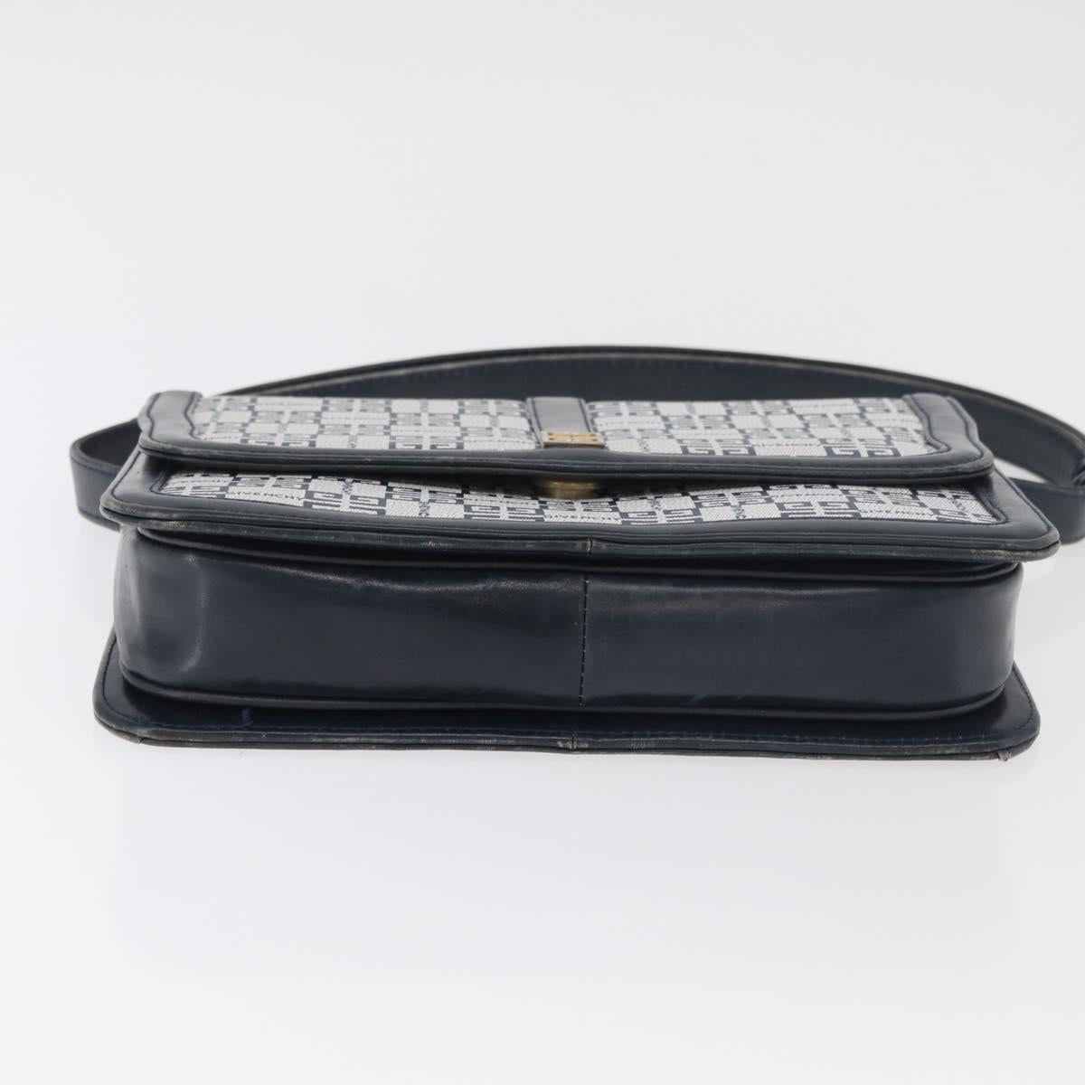 GIVENCHY Shoulder Bag PVC Leather Navy Gold Auth 180016