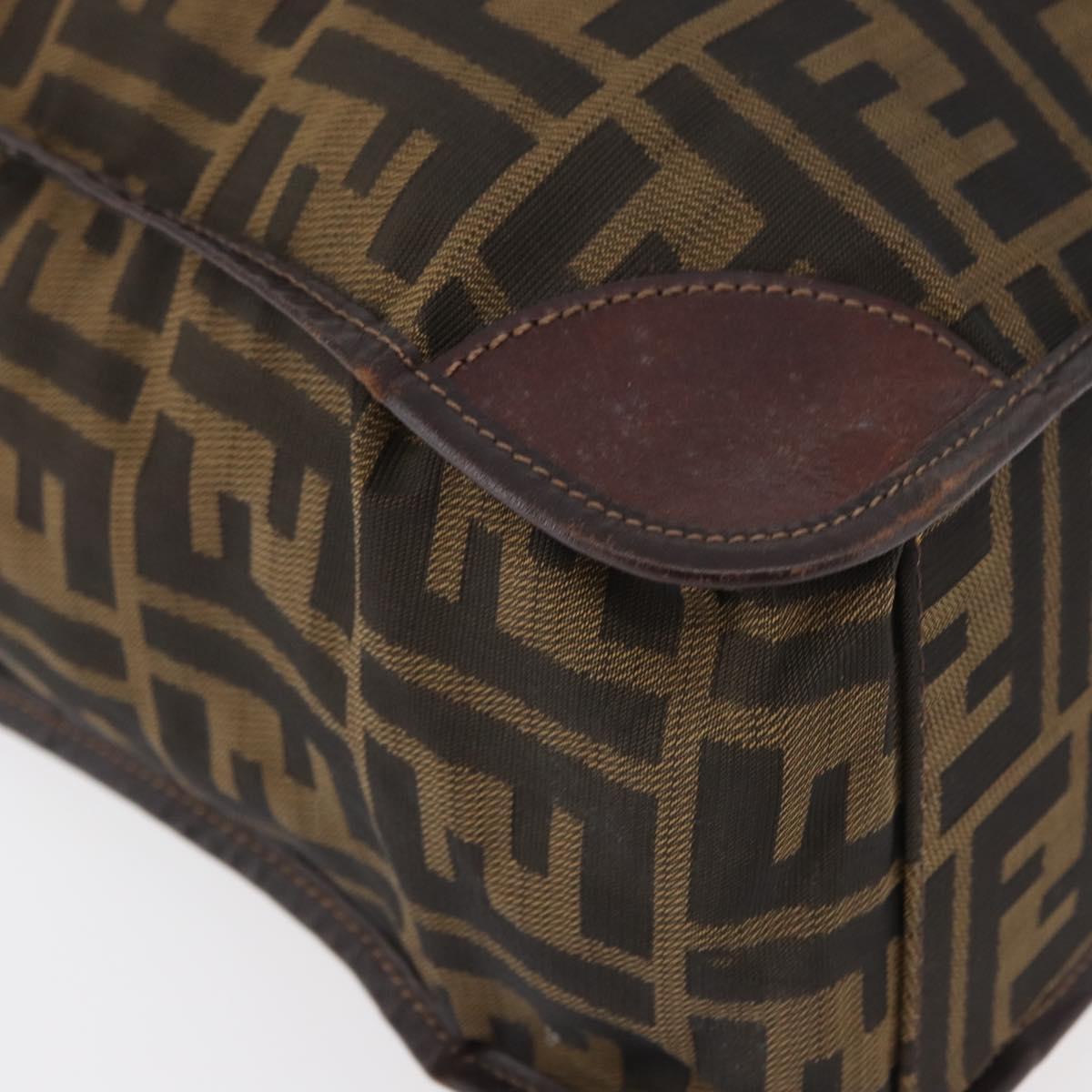 FENDI Zucca Canvas Hand Bag Black Brown Auth 180023